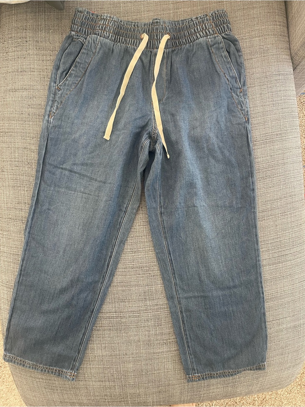 Kensie Casual Drawstring Denim Pants - Blue